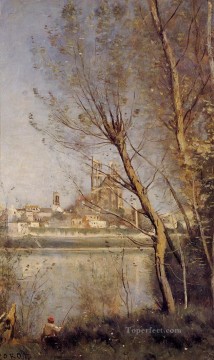  Nantes Art Painting - Nantes the Cathedral and the City Seen throuth the Trees plein air Romanticism Jean Baptiste Camille Corot